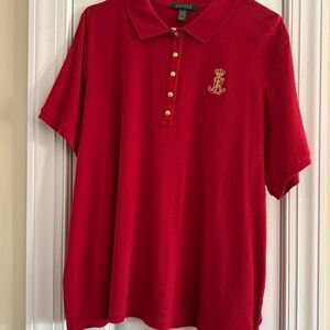 Lauren Ralph Lauren women's red knit polo Size 2X